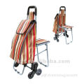 Stair climber Shopping trolley bag with foldable chair/Cavas Stair Climbing Foldable shopping Trolley Bag